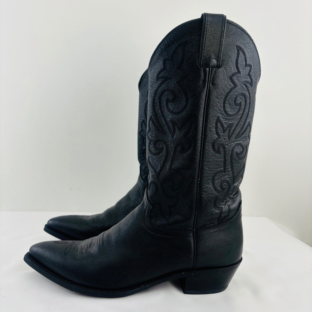 Justin 1434 Men's Classic Western Cowboy Leather Boots Black Cowhide Size 12D
